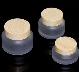 2021 30G проездные банки для кремов косметики могут установить деревянное зерно матовое стекло портативное кремовое коробка 1oz стеклянный контейнер