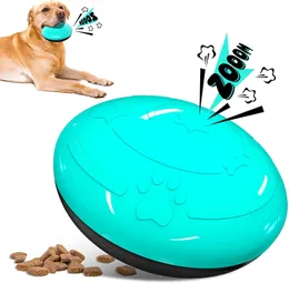 Brinquedos de Cão Squeaky Tratar para grandes cães jogo interativo jogo de quebra-cabeças brincando de borracha durável doggy aniversário brincadeira ao ar livre Treat-Dispensing Tough Toy Amarelo Azul