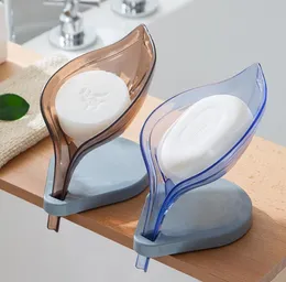 Bathroom Leaf Shape Box Drainage Soap Dishes Storage Plate Tray Holder Case Plastic Detachable Soaps Shelf SN5210