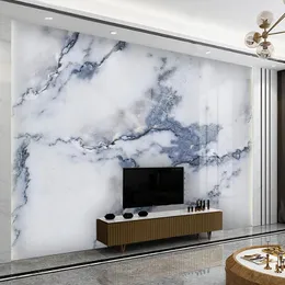 Wallpapers Custom 3D Wall Mural Wallpaper Simple White Blue Diamond Marble Landscape Living Room Sofa TV Background Home Decor Fresco