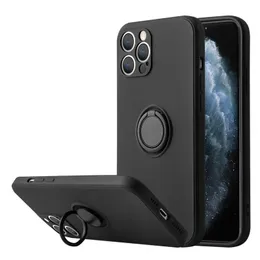 Silikonfodral Mobiltelefoner Soft TPU 360 Rotation Kickstand Ringhållare Skydd för iPhone13Pro Max 13mini 12 11 x XR XS Max 7 8 15 Färger