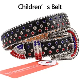 Belts Fashion Kids Rhinestones Belt Luxury Designer Diamond Premium Leather Strap For Boys And Girls Gothic Jeans Studded