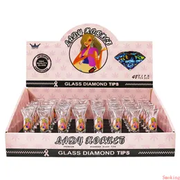 Lady Hornet Vidro Boca Filtro Dicas Com Bocal Diamante 8mm Diâmetro Cigarro Cigarro Dica Rolante Núcleo Cone SteamRoller Tabaco Fumar erva seca