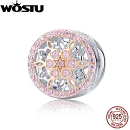 WOSTU 2019 nowych moda 925 Sterling Silver kwitnący kwiat wisiorek z koralikami fit oryginalny DIY marka bransoletka biżuteria srebrna prezent CQC923 Q0531