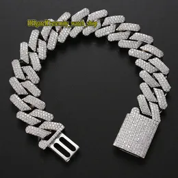 European and American CZ diamond inlaid 20mm solid big gold Cuban chain full of diamonds big box buckle mens bracelet Iced Out Cuban chain