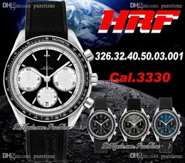 HRF Racing Cal.3330 A3330 Automático Cronógrafo Mens Relógio Textura Preta Dial Branco Subdial Borracha Preto Best Edition New puretime HM01C3