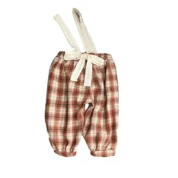 Autumn Girl's Retro Plaid Overall toddler girl fall clothes pants for kids 210306