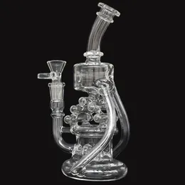 8.5 inch glass water bong Clear Recycler dab oil rig bubbler Smoking tall thick beaker glass pipe Tobacco Hookahs with 14mm bowl Sailboat Shape New Type