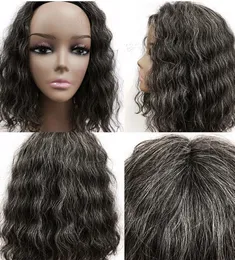 Custom Grey Wig Human Hair 10-18In Soft Loose Wavy Curly Salt och Peppar 3/4 Grå Silver Vågig Glödlös HD Lace Wig 12inch