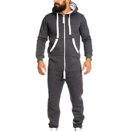 Jodimitty 2020 Nowe Mężczyźni One-Piepet Garment Pajama Playsuit Zipper Bluza Kapturem Męskie Onesie Kamuflaż Drukuj Kombinezon Streetwear Kombinezony X0610