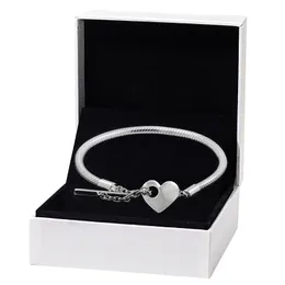 925 Sterling Silver Basic Armband För Kvinnor Fina Smycken T och Hjärta Style DIY Fit Original Pandora Charms Beads Ladies Födelsedag Engagemang Present med låda