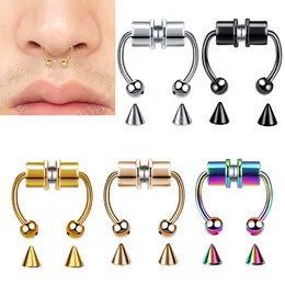 Mode unisex näsring återanvändbar legering falsk magnetisk hästsko non piercing näsa hoop för fest barer födelsedag bröllopsgåva