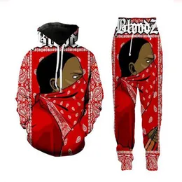 Wholesale--New Fashion Men/Womens Blood Gang Sweatshirt Joggers Funny 3D Print Unisex Hoodies+Pants k04