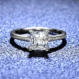 Принцесса вырезала алмазное цветное квадратное моисанитное кольцо серебро 925 отличный белый драгоценный камень