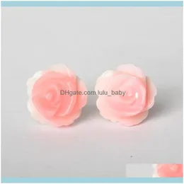 Stud JewelStud White Pink Mother Pearl Shell Rose Brincos de Flor Rose 1 par1 Drop Delivery 2021 7bcjz