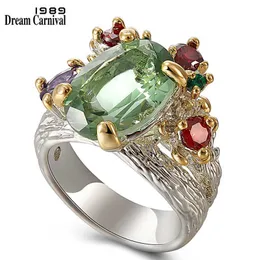 DreamCarnival 1989 Infinity Colors Stones Women Rings Two Tones Color Coated Gorgeous Shiny Cubic Zirconia Jewelry WA11636