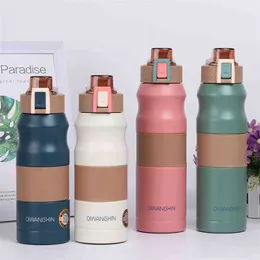 500/680ML Double Stainless Steel Insulated Bottle Water Thermos Sport Thermal Cup Coffee Tea Milk Travel Drink Mug Cycling Flask 210913