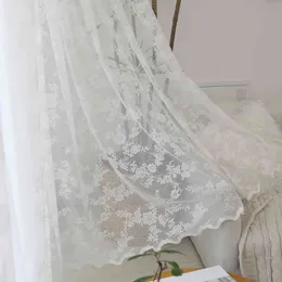 Vit Broderad Gardin Sovrum Fönsterbehandlingar Lace Sheer Voile För Vardagsrum Persienner Anpassade Drapes