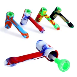 Tubi per tabacco a mano in stile martello da pipa in silicone colorato da 5,5 pollici con bong in vetro per impianti petroliferi Bong per accessori per fumo di erbe secche