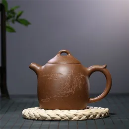 Quality Large capacity 420ml Yixing tea pot purple clay teapot Handmade kettle Raw ore Teaware Chinese Tea ceremony supplies 210724