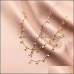 Chains Necklaces & Pendants Jewelrychains A00981 Classic Natural Freshwater Baroque Pearl Clavicle Choker Necklace For Women 925 Sterling Si