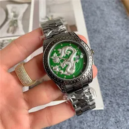 Moda Dobra Jakość Top Zegarki Męskie Chiński Smok Styl Metalowy Zegarek Stalowy Zegarek Kwarcowy Wrist X145
