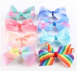 Little baby girls Halloween rainbow color satin bows children colorful hairpin head accessories kids wear 5 inch 210529