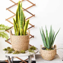 Plant Pots Planter Large Outdoor Flowerpot Flower Pot Rattan Woven Storage Basket 210615