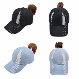 Cowboy Criss Cross Ponytail Mössor Party Favor Gåvor Kvinna Tvättad Mesh Messy Bun Baseball Cap Utomhus Sport Trucker Hat Cyz3223