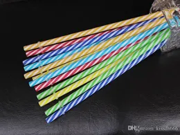 300pcs Färgglada Strip PP-sugrör för dubbelskikt Cup Drinking Juice Plast Party Straw Pipes Partihandel