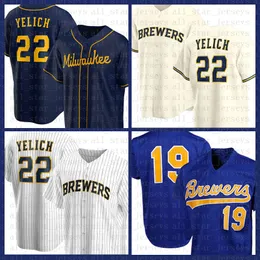 Milwaukee Baseball Jersey Brewers Custom 22 Christian Yelich 19 Robin Yount 6 Lorenzo Cain 8 Ryan Braun 21 Travis Shaw 18 Keston Hiura