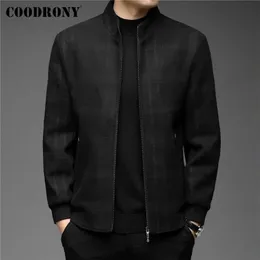 Coodrony Brand Höst Vinter Ankomst Jacka Män Kläder Business Casual Stand Collar Zipper Coat Tjock varm överrock C8133 211214