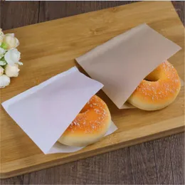 100PC / Pack 12x12cm Kakor Donut Papperspåsar Oljebeständigt Bread Craft Bageri Packing Kraft Sandwich Donut Bag Present Wrap