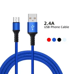2.4A Micro USB Cable Type C cables Adapter Data Sync Metal Charging Phone Thickness Strong Braided