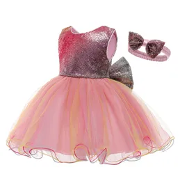 Dziewczyna Korowód Suknia Birthday Party Princess Dress Paillette Tulle Summer Sukienki Dla Dziewczyn Kwiat Dziewczyna Suknie Dla Wesela Q0716