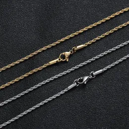 Kedjor 2mm Twist Chain European American Hip Hop Titanium Steel Necklace Button Rope Fashion Jewelry for Women Men Party Gift