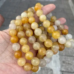 8mm 10mm Natural Yellow Dragon Dragon Jade Bracciale Bracciale Braccialetti Elastico Braccialetto Gemstone perline