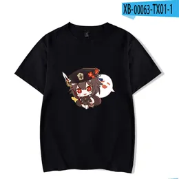 Men/womens Genshin Impact Hu Tao T-shirts Summer Boy Girl teen T shirts Streetwear Harajuku Casual T-Shirt Cartoon Anime Clothes Y0901