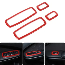 Red window Switch przełącznik przełącznik okładki wykończeniowe 4 sztuk ABS dla Dodge Charger 2011+ Auto Akcesoria wewnętrzne