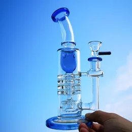 Wholesale Ratchet Perc inverted showerhead Hookahs Bent Type Style Thick Glass Torus Bongs Water Pipe With Glass Bowl Oil Dab Rigs Hookah 14.5mm Female Joint YQ02