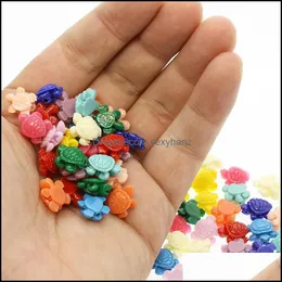 Shell, Bone, Coral Loose Beads Jewelry 100Pcs Mix Color Carving Little Sea Turtle 12Mm Small Tortoise Diy Making Aessories 632 Z2 Drop Deliv