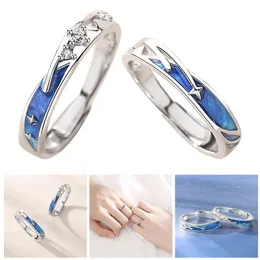 Couple Rings Elegant Rings For Women Men Round Shape Trend Meteors Shower Opening Adjustable Ring Jewelry Gift Ladies Rings 2021 G1125