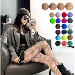 Kadın Seksi Fishnet Çorap Balık Net Külotlu Örgü Fishnet Tayt Balık Net Çorap Yüksek Çorap Çorap Hosiery Glitter Tayt 211204