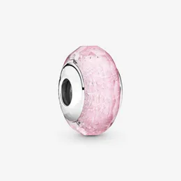Autêntico 925 prata contas prata pulseiras de vidro rosa charme corrediça encantos se encaixa europeu pandora estilo jóias pulseiras Murano
