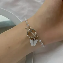 Charm Guldkedja Akrylfjäril Armband För Kvinnor Imitation Pearl Punk 2021 Animal Bangle Bracelet Girl Gift Fashion Jewelr