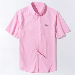 Summer Short Sleeve Turndown Collar Regular Fit Oxford Fabric 100% Cotton Excellent Comfortable Business Men Casual Shirts 210809