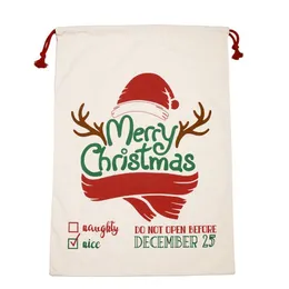 DHL Schiff Weihnachten Santa Sacks Leinwand Baumwolltaschen Große schwere Kordelzug Geschenkbeutel personalisierte Festival Party Weihnachtsdekoration