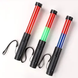 32CM Multi-function Traffic Light White Tube Red Green PVC Outdoor Road Traffic Baton Fire Control Fluorescent LED Police Safety Command Sign