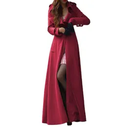 Kvinnorsullblandningar Chamsgend Höst Vinter Kvinnor Coat Casual Slim Long Trench Kvinnor Koreansk Overcoat Maxi Windbreaker Ytterkläder 1104