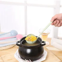 Colheres Portáteis 2 em 1 Longo Punho de Sopa Colher Mingau Colander com Filtro Acessórios de Cozinha